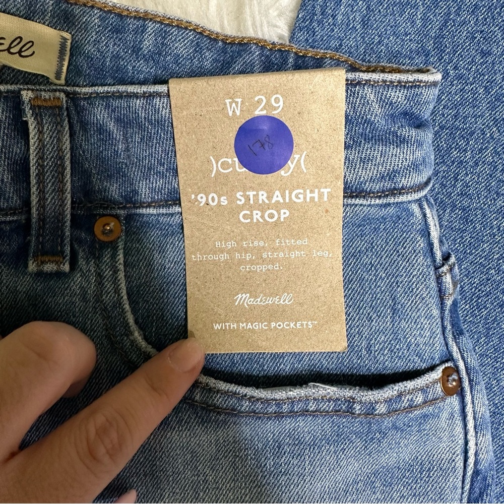 Nwt Madewell 90's straight leg crop Blue Denim Jeans - Picture 7 of 13